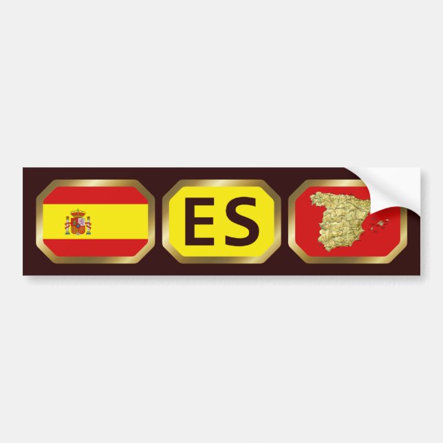 Adesivo de Para-choque do Mapa da Bandeira da Espa (Frente)