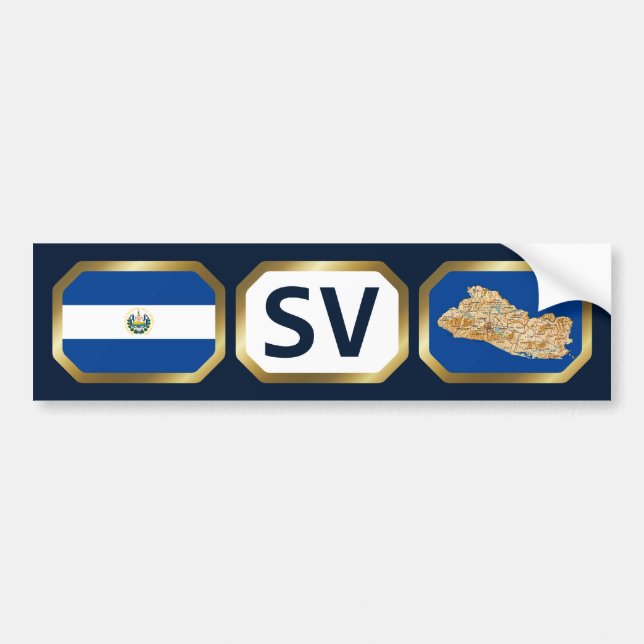 Adesivo de Para-choque do Mapa da Bandeira de El S (Frente)