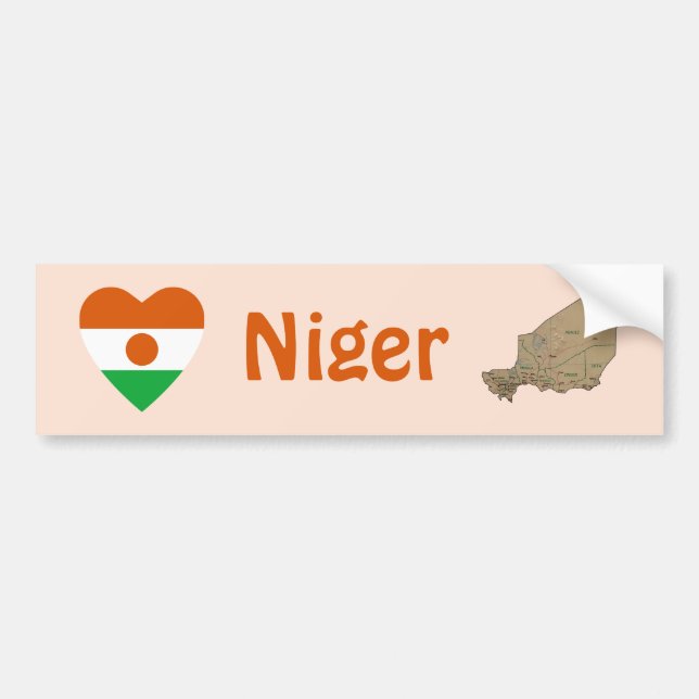 Adesivo de Para-choque do Níger Coração + Mapa (Frente)