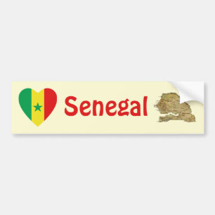 Adesivo de Para-choque do Senegal Coração + Mapa