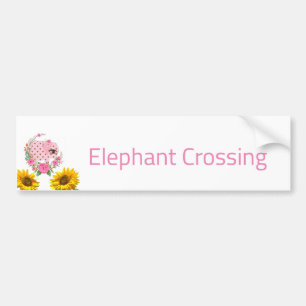 Adesivo de Para-choque Elefante Rosa Floral