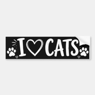Adesivo de Para-choque Eu Amo Gatos Preto e Branco