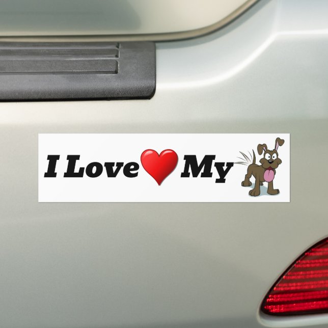 Adesivo de Para-choque Eu Amo Meu Cachorro (No carro)