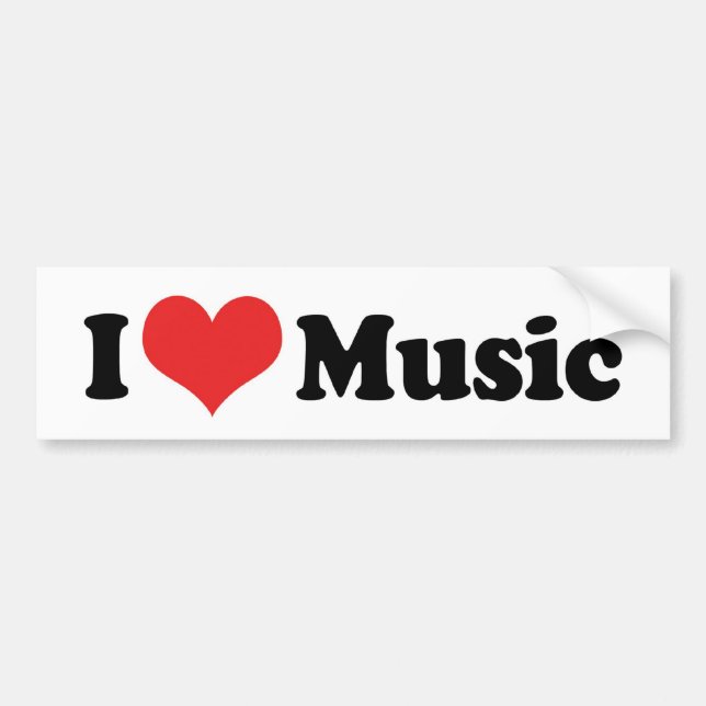 Adesivo de Para-choque Eu Amo Música (Frente)