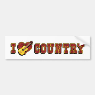 Adesivo de Para-choque Eu Amo Música Country