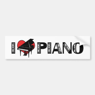 Adesivo de Para-choque Eu Amo Piano
