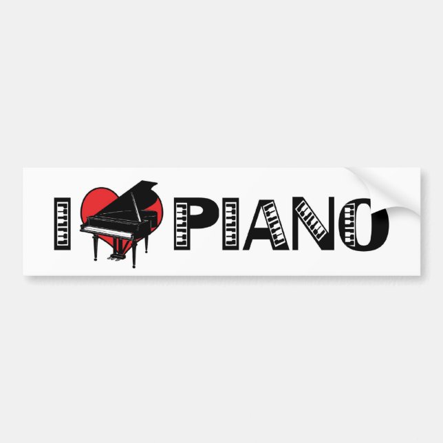 Adesivo de Para-choque Eu Amo Piano (Frente)