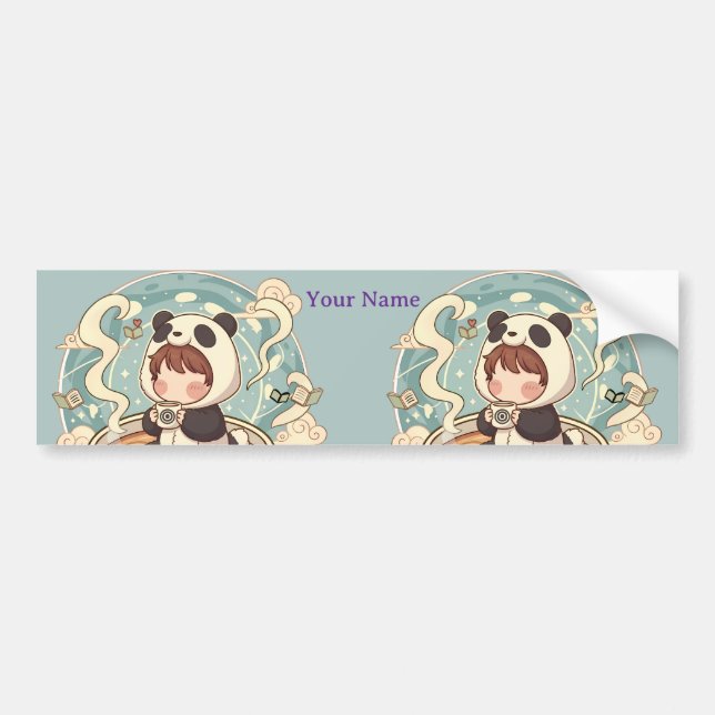 Adesivo de Para-choque Longo Panda Café Arte (Frente)