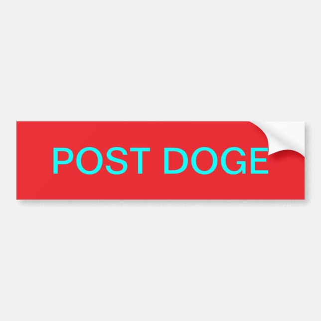 adesivo de para-choque POST DOGE (vermelho/ciano) (Frente)