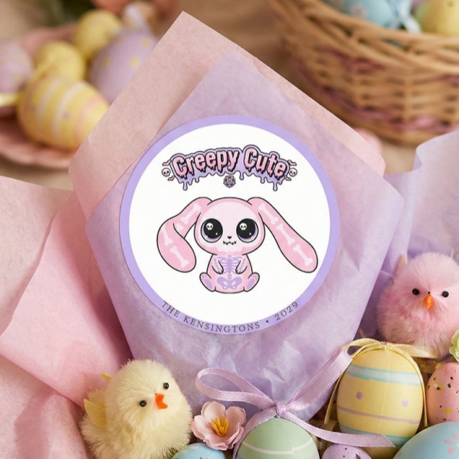 Adesivo de Páscoa de Coelho Pastel Goth Fofo e Sin (Creepy Cute Pastel Goth Bunny Easter Sticker)
