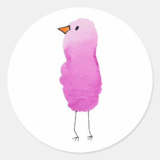 Adesivo de Pássaro Rosa Caprichoso em Aquarela