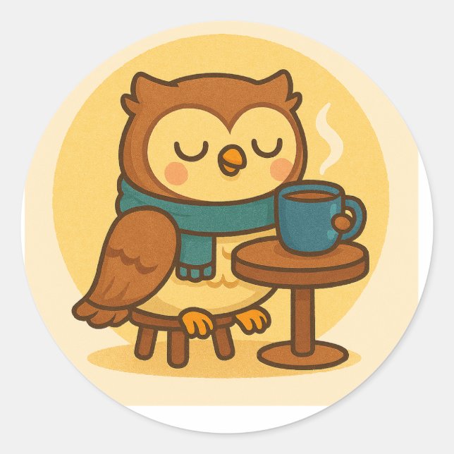 Adesivo de pausa para café da coruja (Frente)