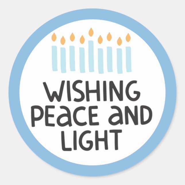 Adesivo de Paz e Luz do Hanukkah (Frente)
