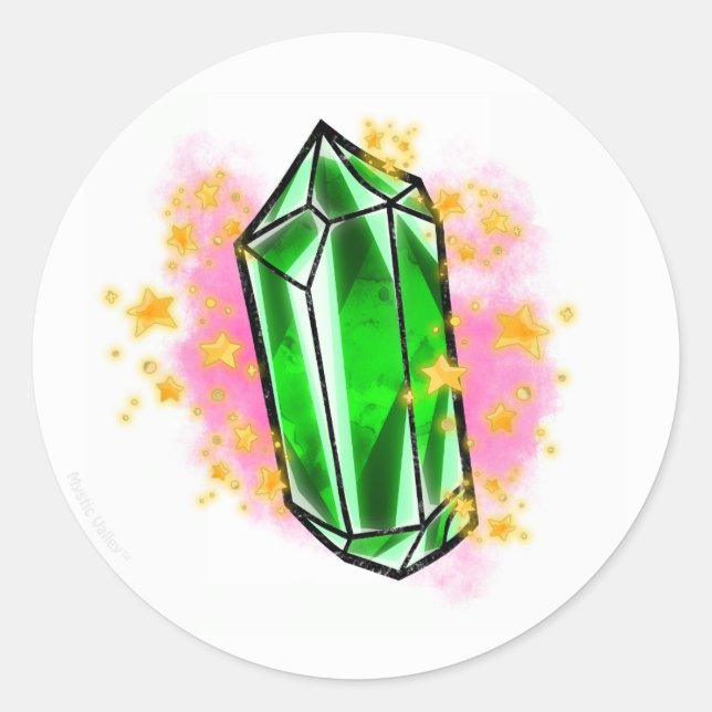 Adesivo de pedra preciosa mística radiante verde (Frente)