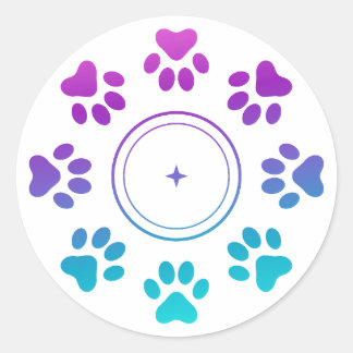 Adesivo de Pegadas de Pata Roxo Azul Ciano | Amor