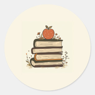 Adesivo de Pilha de Livros da Apple Redonda