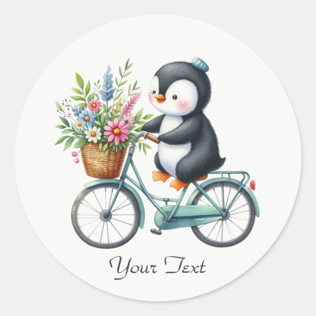 Adesivo de Pinguim de Bicicleta Floral (Frente)