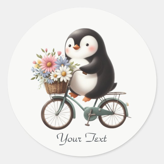 Adesivo de Pinguim de Bicicleta Floral (Frente)