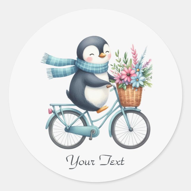 Adesivo de Pinguim de Bicicleta Floral (Frente)