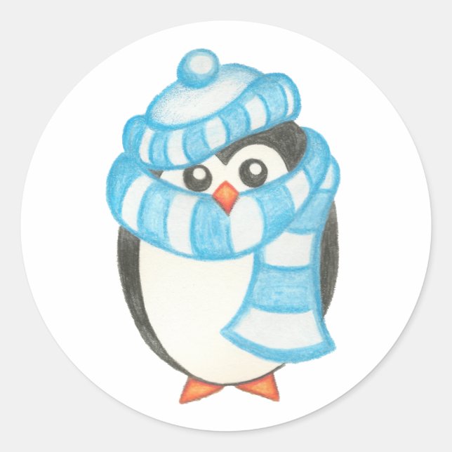 Adesivo de Pinguim de Natal (Frente)