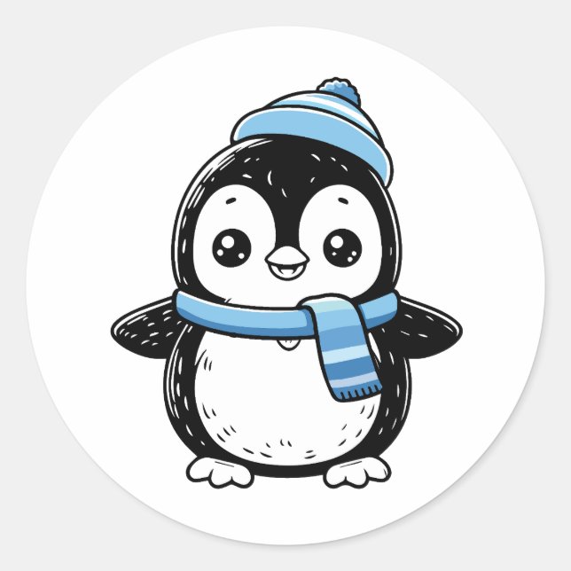Adesivo de Pinguim Fofo de Inverno | Pinguim com C (Frente)