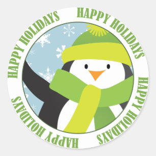 Adesivo de Pinguins Feliz Feriados