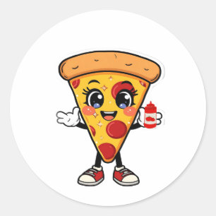 Adesivo de Pizza Kawaii Fofa