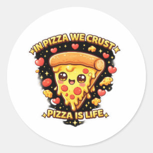 Adesivo de Pizza Kawaii Fofa – Na Pizza Nós Crust
