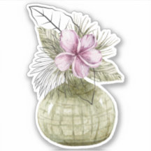 Adesivo de planta doméstica em vaso violeta aquare