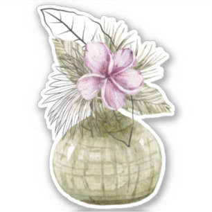 Adesivo de planta doméstica em vaso violeta aquare