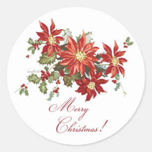 Adesivo de Poinsettias Vintage