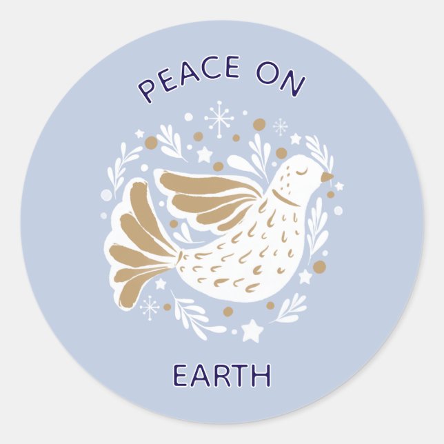 Adesivo de Pombo da Paz de Natal na Terra (Frente)