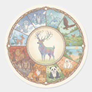 Adesivo de porta-copos redondo com imagem de anima
