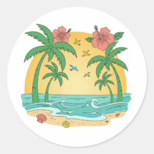 Adesivo de Praia Tropical Paraíso das Palmeiras