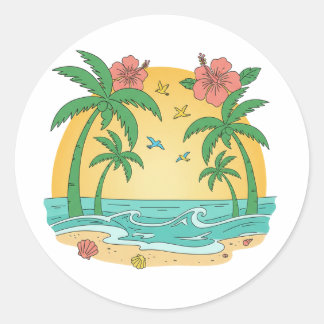Adesivo de Praia Tropical Paraíso das Palmeiras