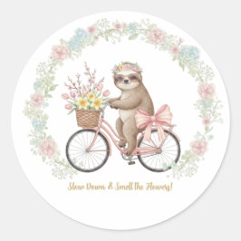 Adesivo de Preguiça em Aquarela Fofa e Bicicleta R