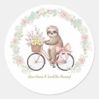 Adesivo de Preguiça em Aquarela Fofa e Bicicleta R
