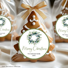 Adesivo de presente de grinalda de Natal em aquare