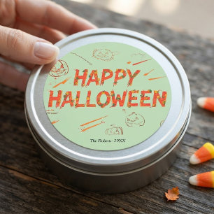 Adesivo de presente de Halloween Minimalista Hallo