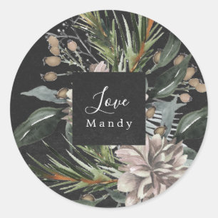 Adesivo de Presente de Natal Floral Quadro Negro F