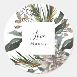 Adesivo de Presente de Natal Floral Vintage Feriad