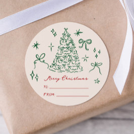 adesivo de presente de natal moderno e alegre