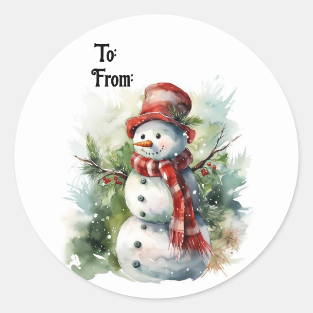 Adesivo de Presente Homem de Neve Fofo (Frente)
