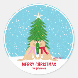 Adesivo de presente personalizado de cães de Natal