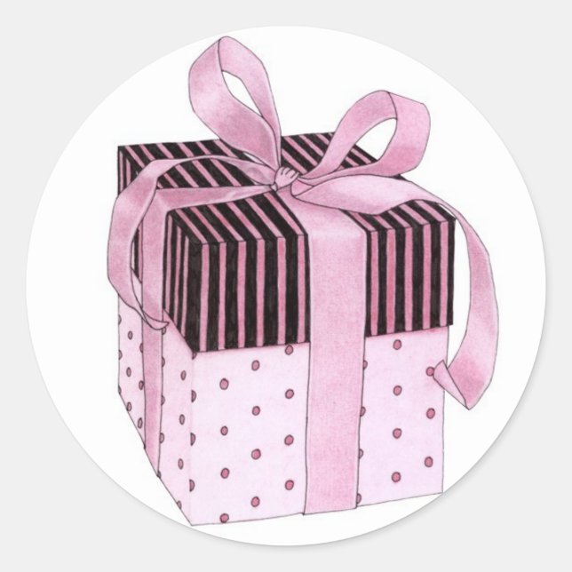 Adesivo de presente rosa e preto (Frente)