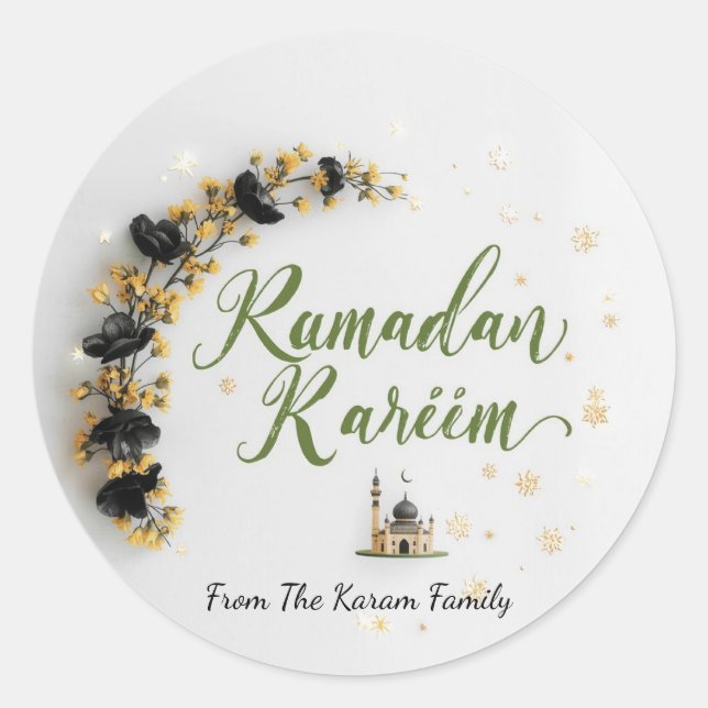 Adesivo de presente tema Ramadan Kareem para celeb (Frente)