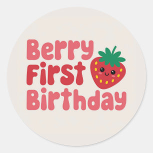 Adesivo de Primeiro Aniversário de Menina Berry