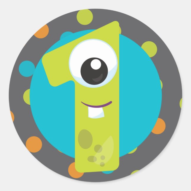 Adesivo de primeiro aniversário do Pequeno Monstro (Frente)