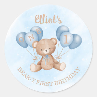 Adesivo de Primeiro Aniversário Personalizado Urso