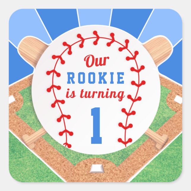 Adesivo de primeiro aniversario Rookie Baseball (Frente)